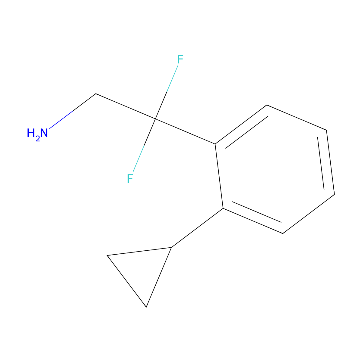 2-(2-Cyclopropylphenyl)-2,2-difluoroethan-1-amine molecular structure, CAS 2228334-39-0