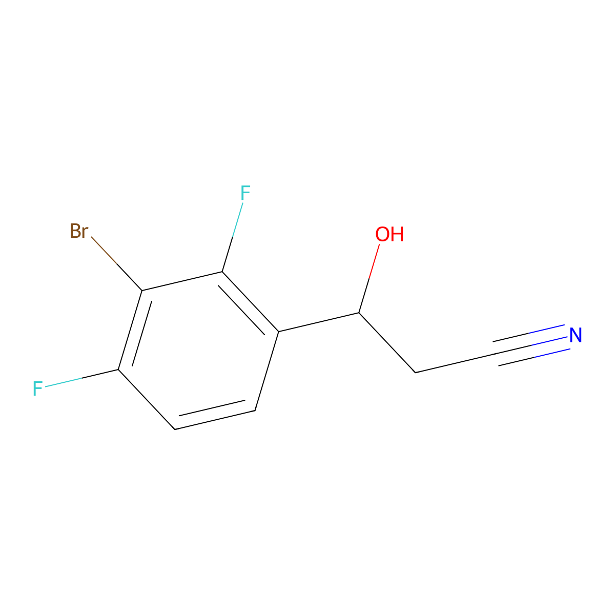3-(3-Bromo-2,4-difluorophenyl)-3-hydroxypropanenitrile molecular structure, CAS 2228334-85-6