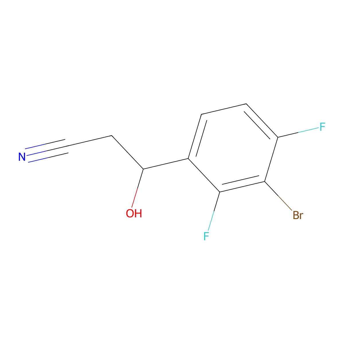 3-(3-Bromo-2,4-difluorophenyl)-3-hydroxypropanenitrile molecular structure, CAS 2228334-85-6