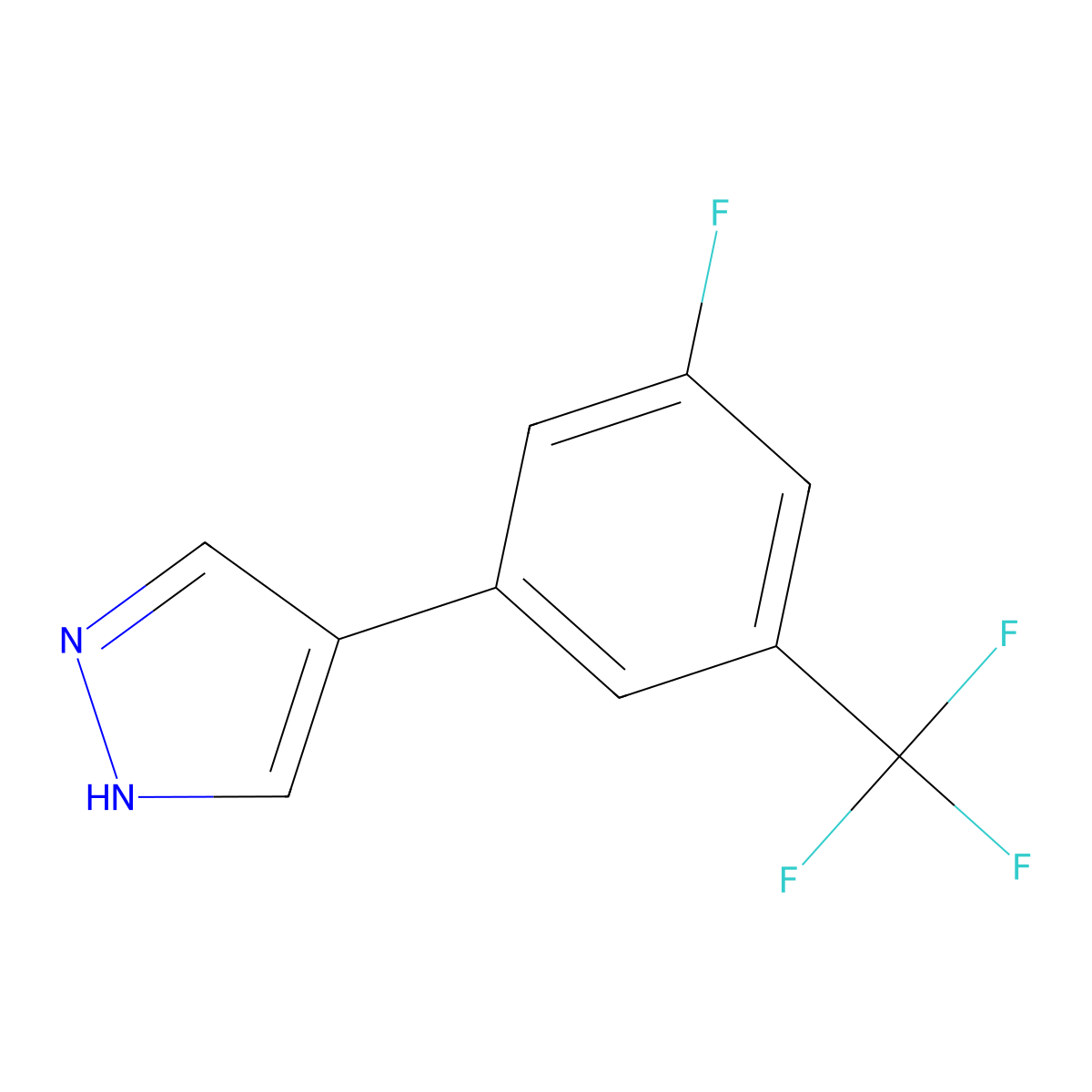 4-(3-fluoro-5-(trifluoromethyl)phenyl)-1H-pyrazole molecular structure, CAS 2228337-97-9