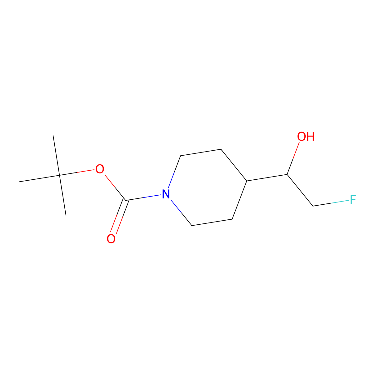 Tert-butyl 4-(2-fluoro-1-hydroxyethyl)piperidine-1-carboxylate molecular structure, CAS 2228340-82-5