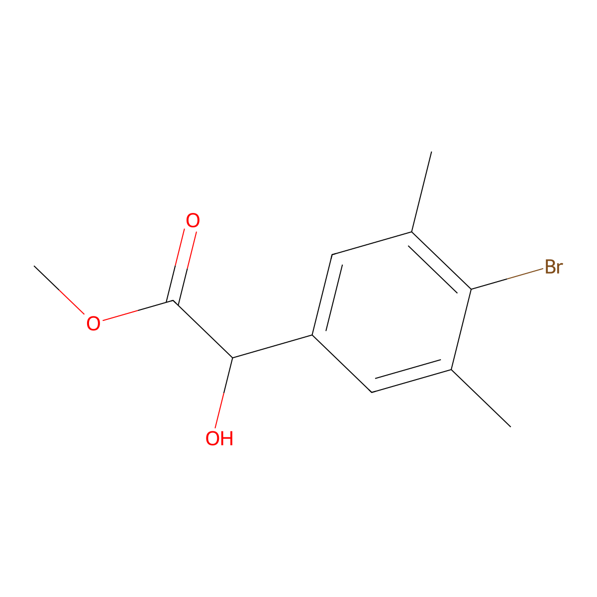 Methyl 2-(4-bromo-3,5-dimethylphenyl)-2-hydroxyacetate molecular structure, CAS 2228345-04-6