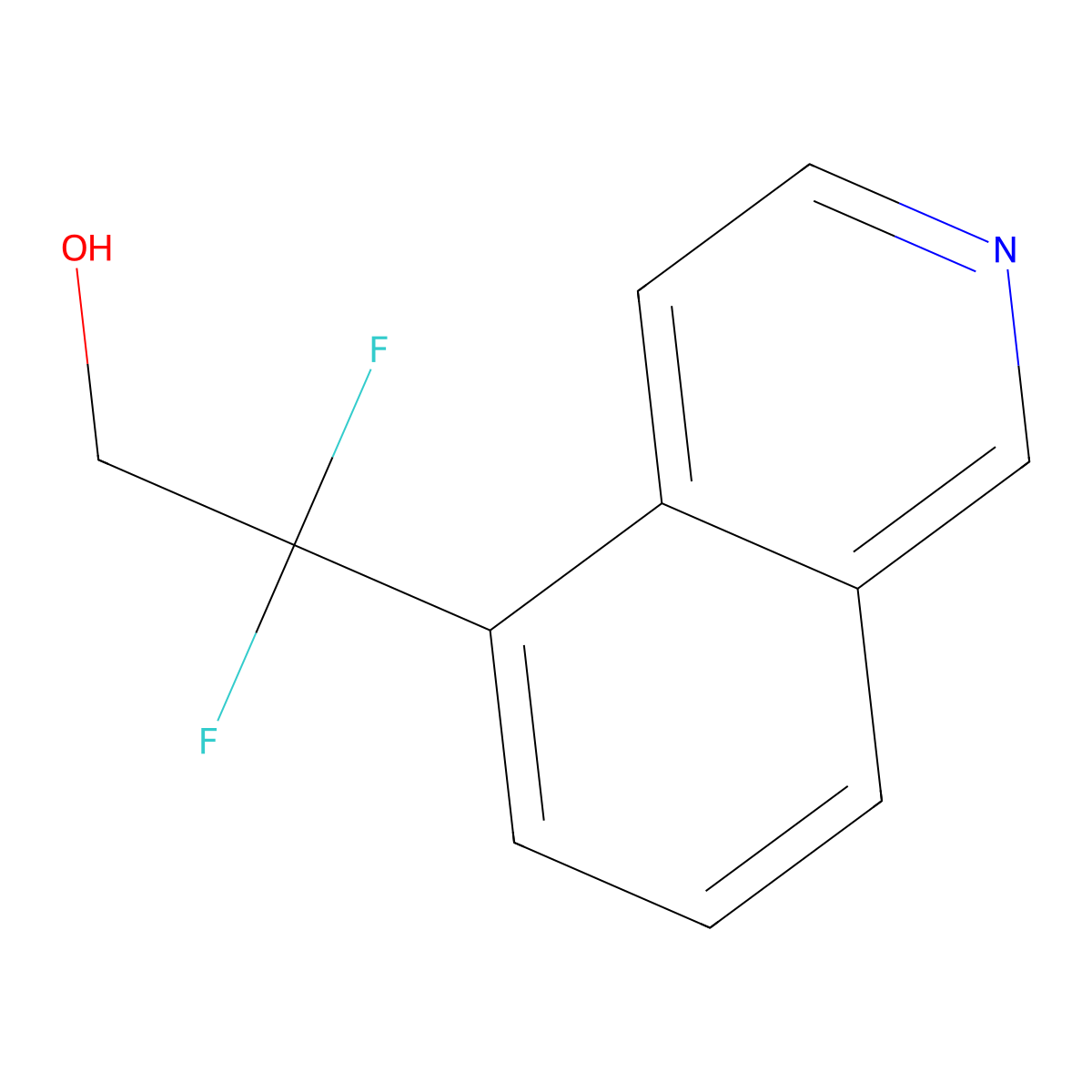 2,2-Difluoro-2-(isoquinolin-5-yl)ethan-1-ol molecular structure, CAS 2228345-83-1