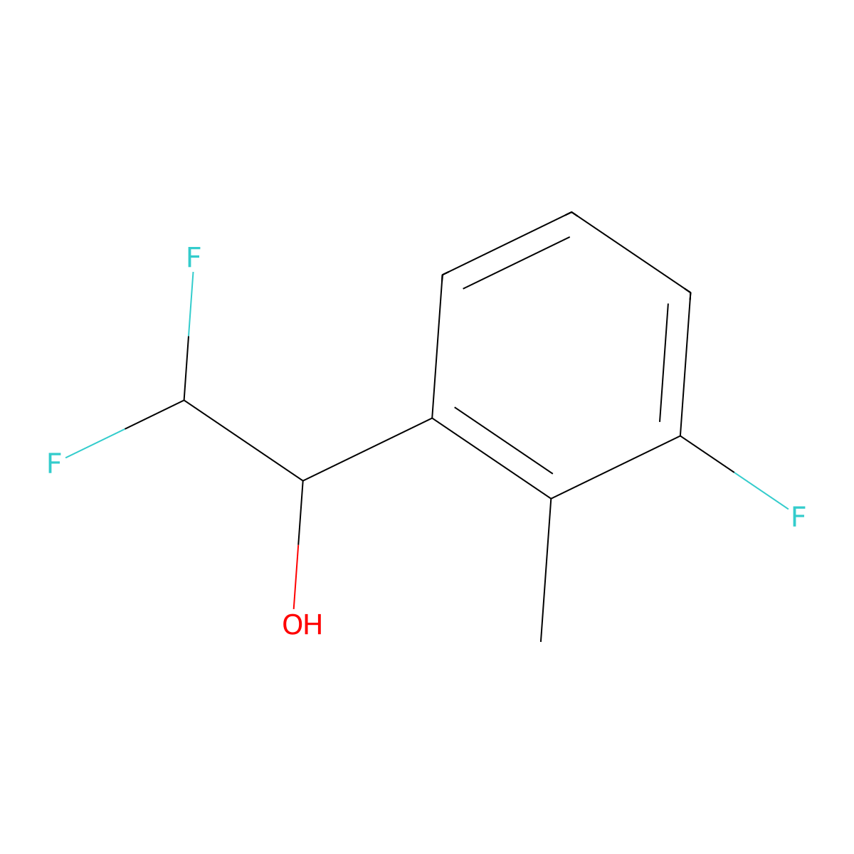 2,2-Difluoro-1-(3-fluoro-2-methylphenyl)ethan-1-ol molecular structure, CAS 2228346-91-4