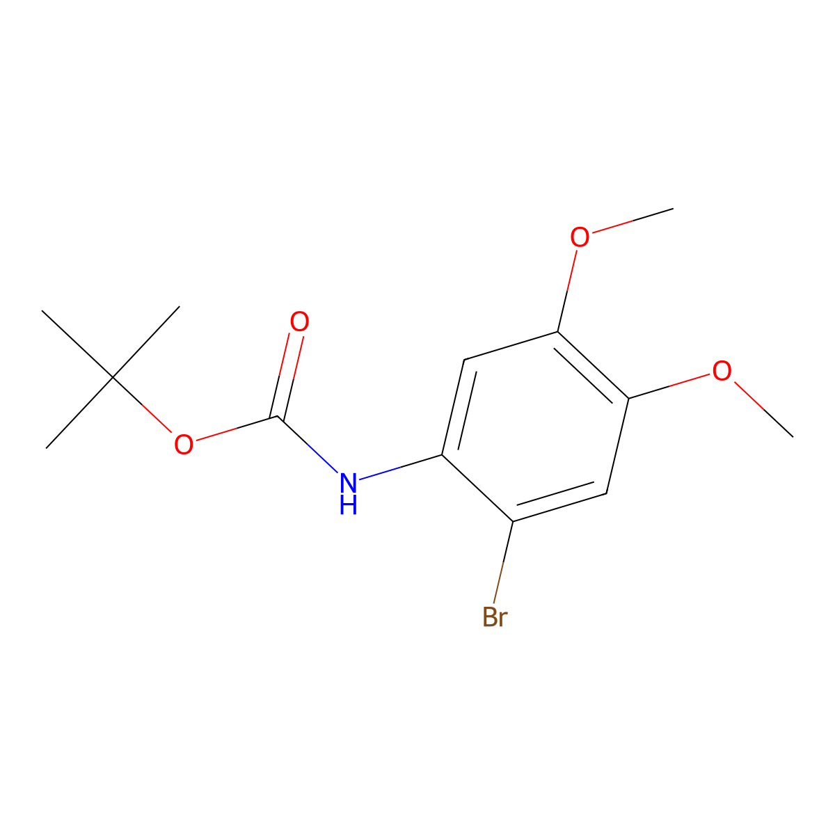 tert-butyl N-(2-bromo-4,5-dimethoxyphenyl)carbamate molecular structure, CAS 2228347-57-5