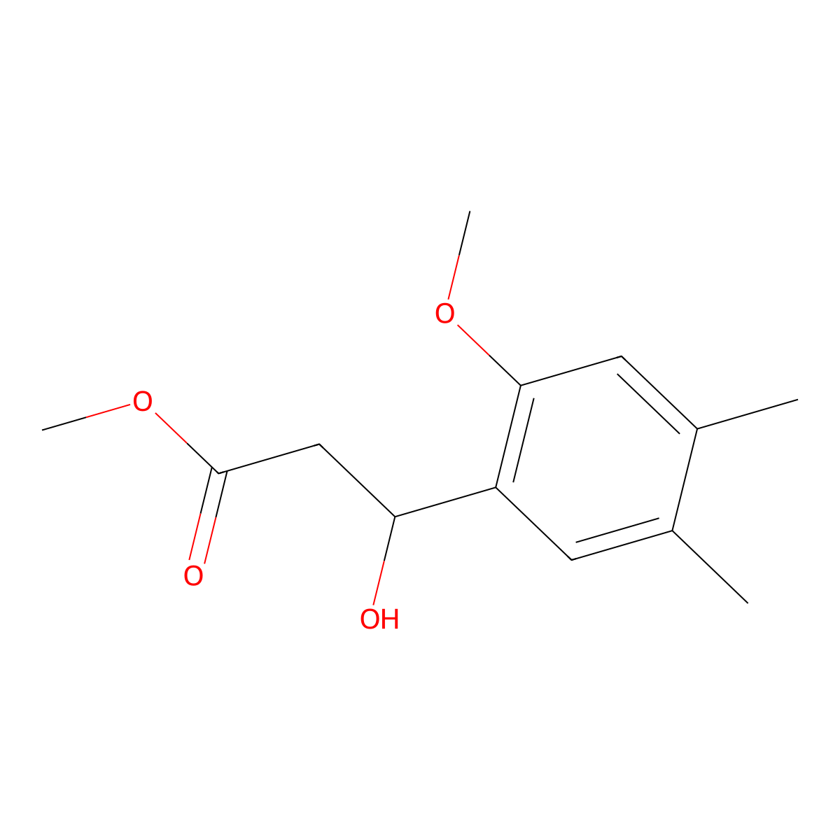 Methyl 3-hydroxy-3-(2-methoxy-4,5-dimethylphenyl)propanoate molecular structure, CAS 2228347-76-8