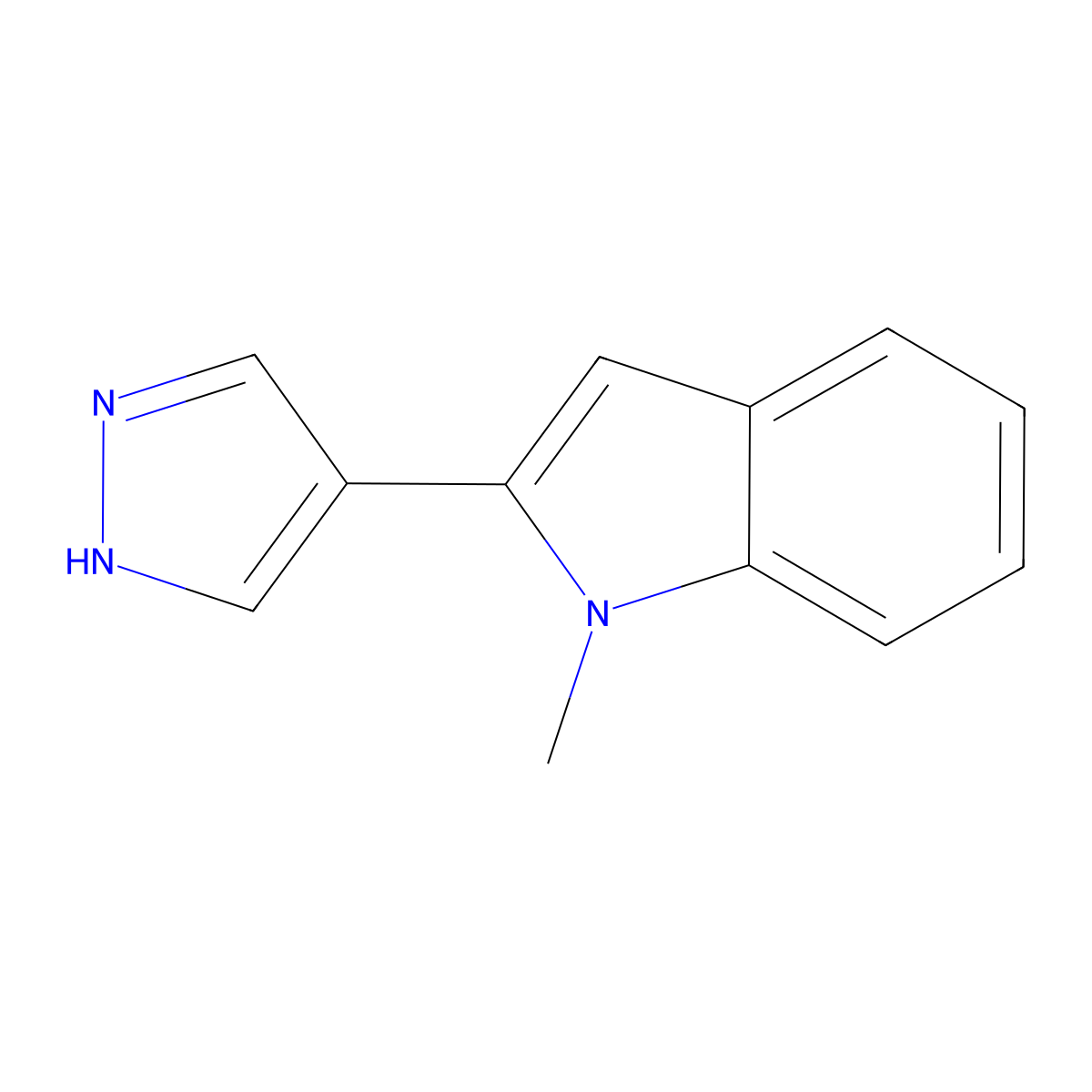 1-methyl-2-(1H-pyrazol-4-yl)-1H-indole molecular structure, CAS 2228347-89-3