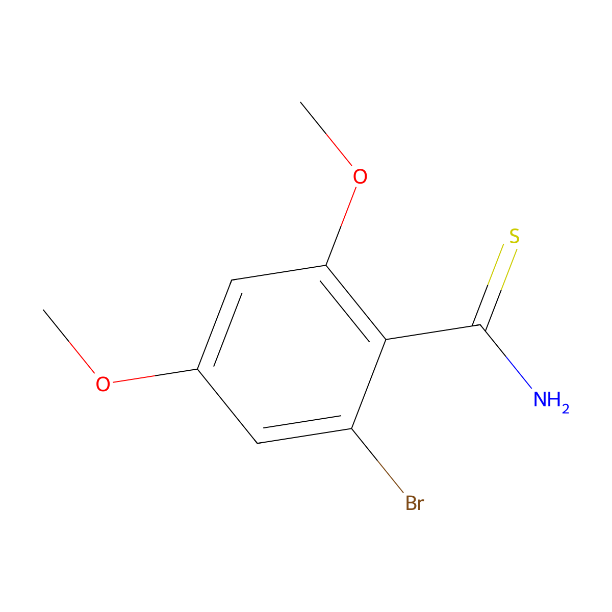 2-Bromo-4,6-dimethoxybenzene-1-carbothioamide molecular structure, CAS 2228348-64-7