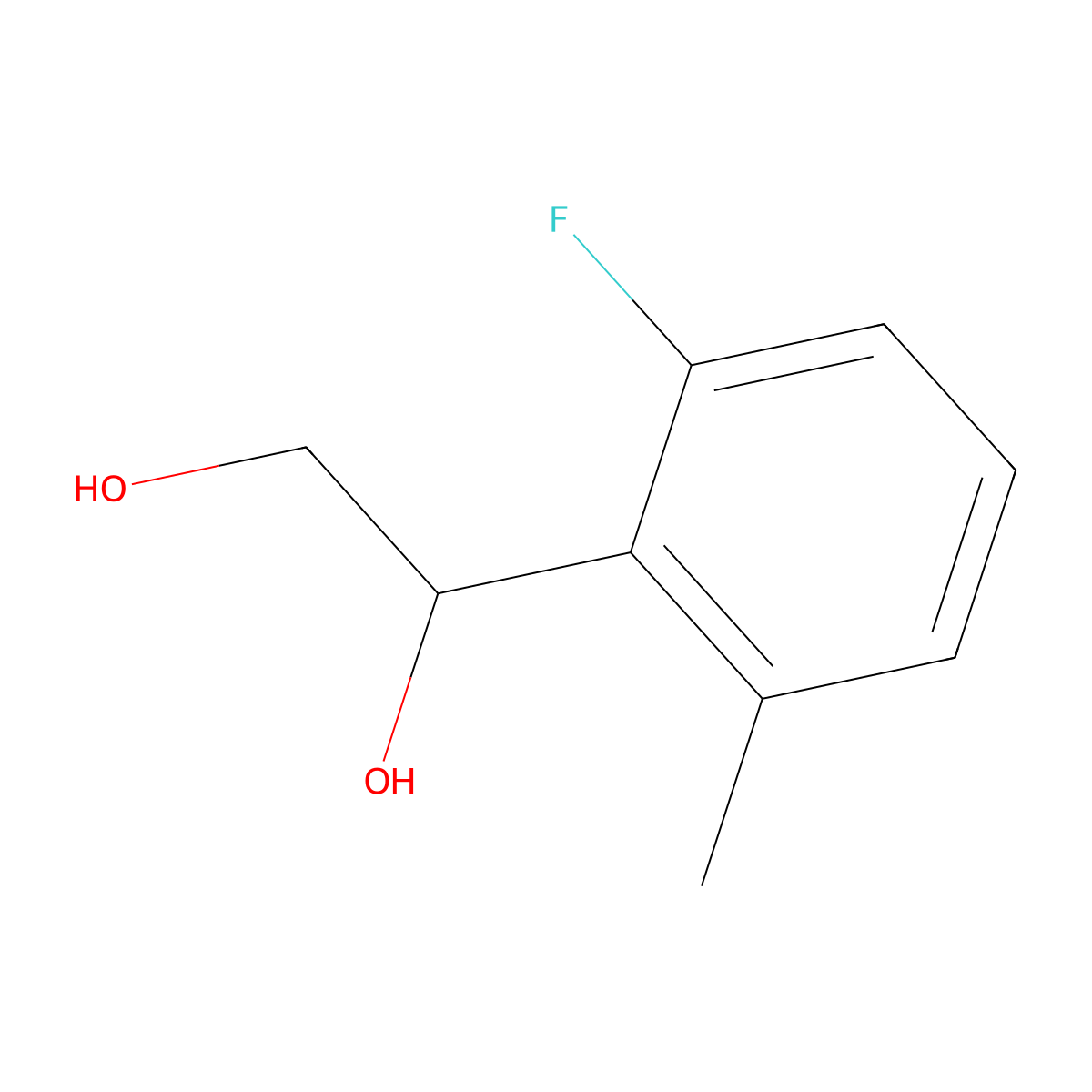 1-(2-Fluoro-6-methylphenyl)ethane-1,2-diol molecular structure, CAS 2228351-29-7