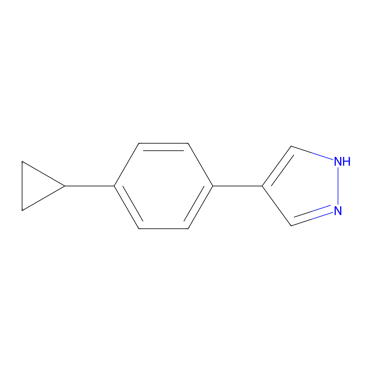 4-(4-cyclopropylphenyl)-1H-pyrazole molecular structure, CAS 2228354-82-1