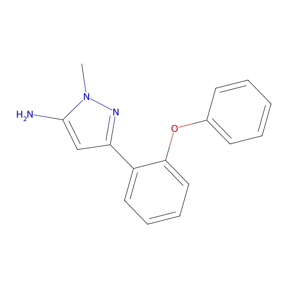 1-methyl-3-(2-phenoxyphenyl)-1H-pyrazol-5-amine molecular structure, CAS 2228355-15-3