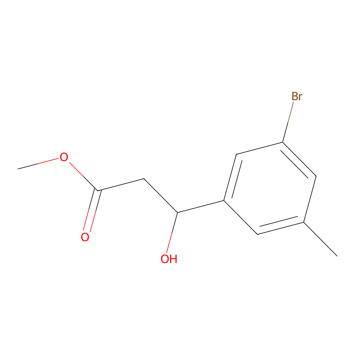 Methyl 3-(3-bromo-5-methylphenyl)-3-hydroxypropanoate molecular structure, CAS 2228358-34-5