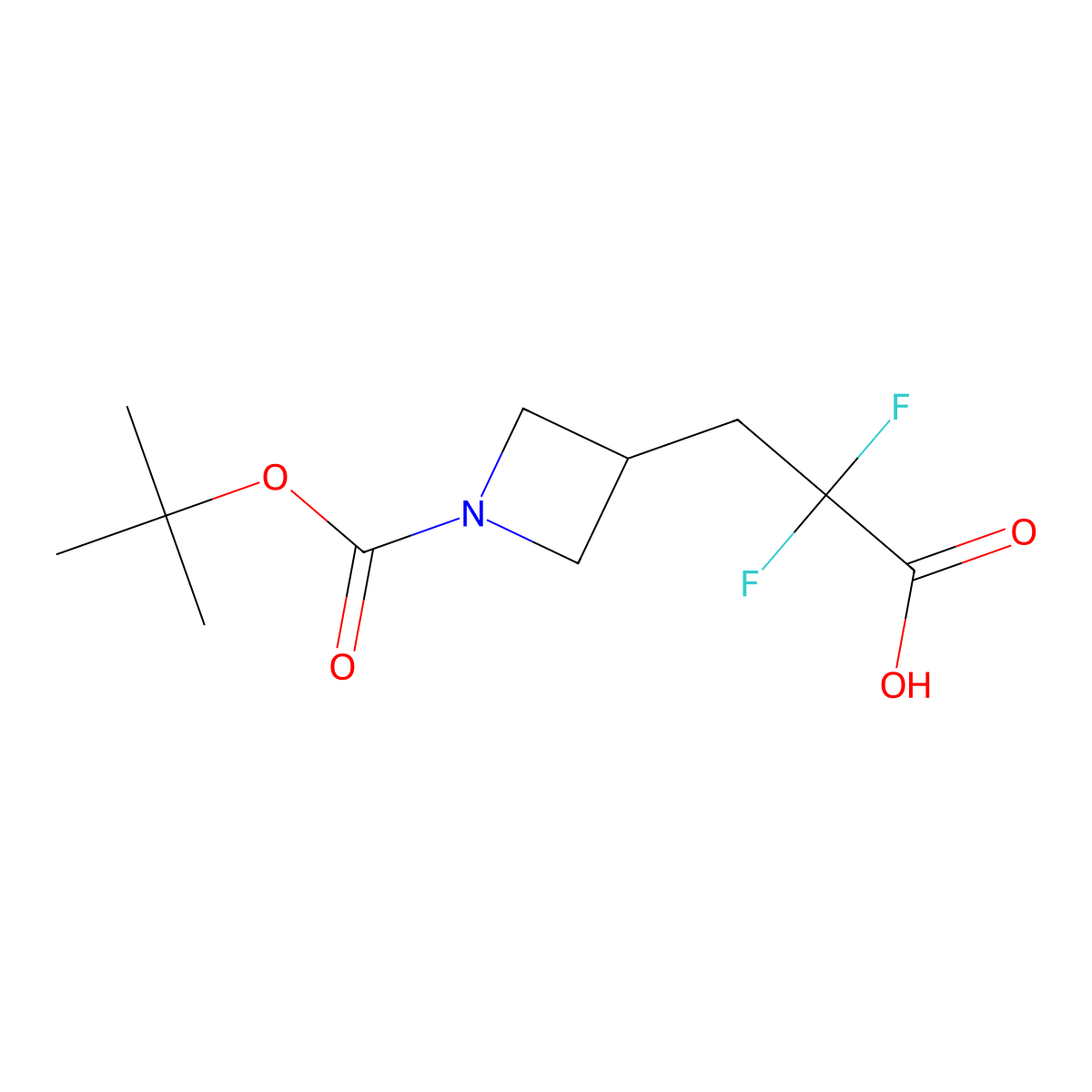 3-{1-[(Tert-butoxy)carbonyl]azetidin-3-yl}-2,2-difluoropropanoicacid molecular structure, CAS 2228359-14-4