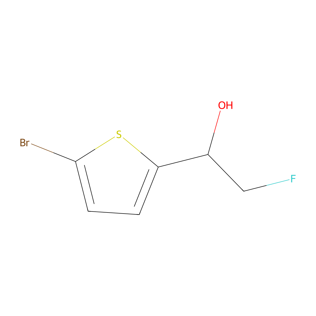 1-(5-Bromothiophen-2-yl)-2-fluoroethan-1-ol molecular structure, CAS 2228359-17-7