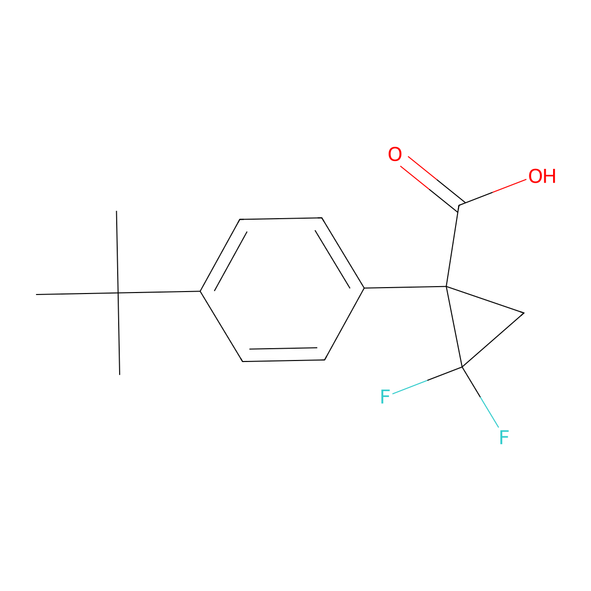 1-(4-Tert-butylphenyl)-2,2-difluorocyclopropane-1-carboxylic acid molecular structure, CAS 2228360-01-6