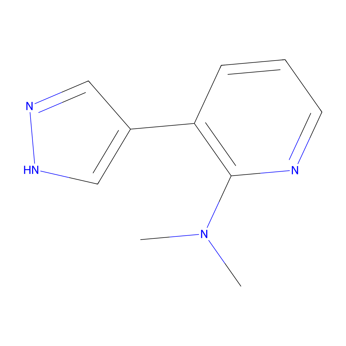 N,N-dimethyl-3-(1H-pyrazol-4-yl)pyridin-2-amine molecular structure, CAS 2228361-85-9