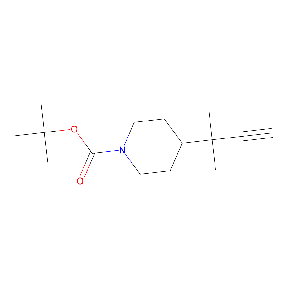 Tert-butyl 4-(2-methylbut-3-yn-2-yl)piperidine-1-carboxylate molecular structure, CAS 2228362-91-0