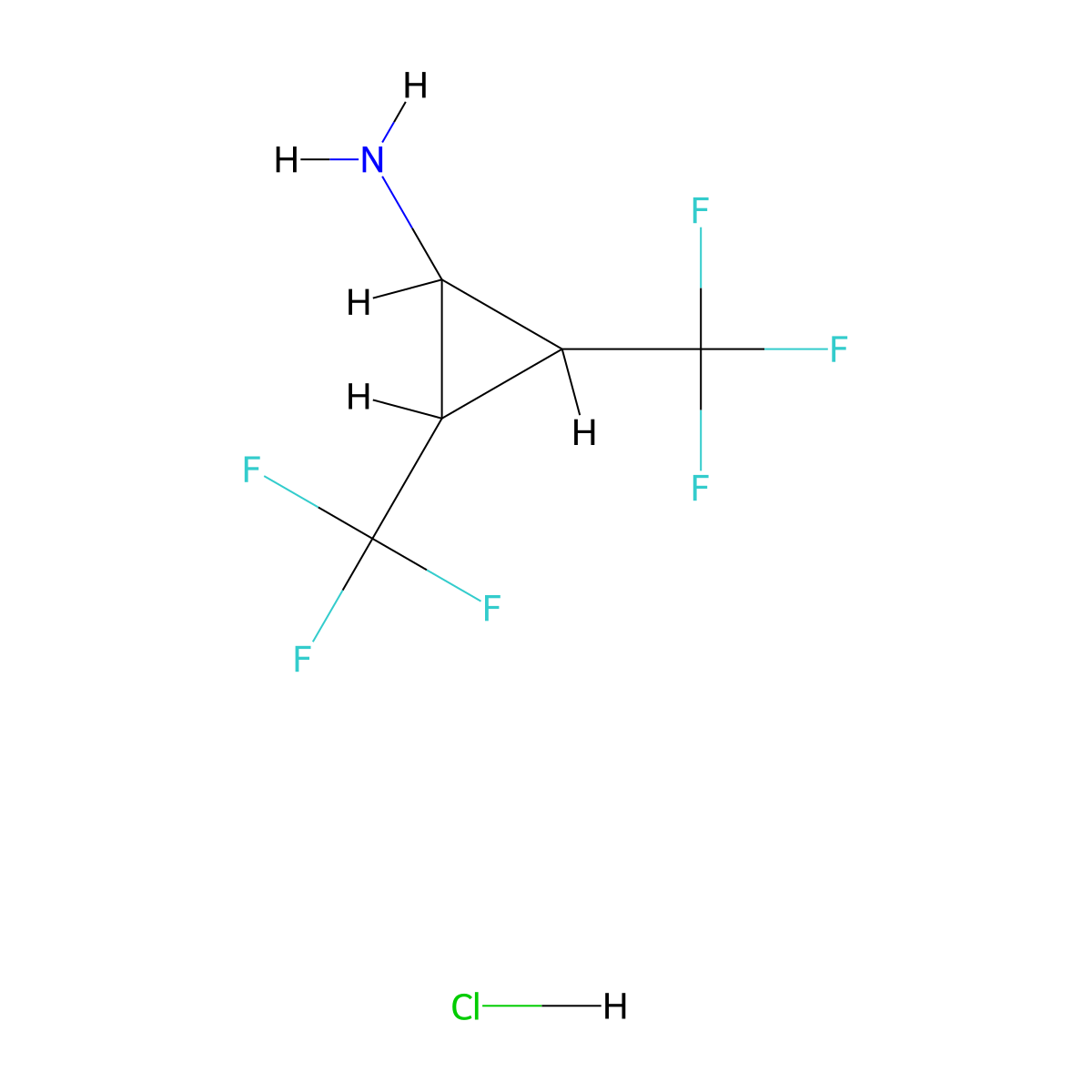2,3-Bis(trifluoromethyl)cyclopropan-1-amine hydrochloride molecular structure, CAS 2228364-54-1