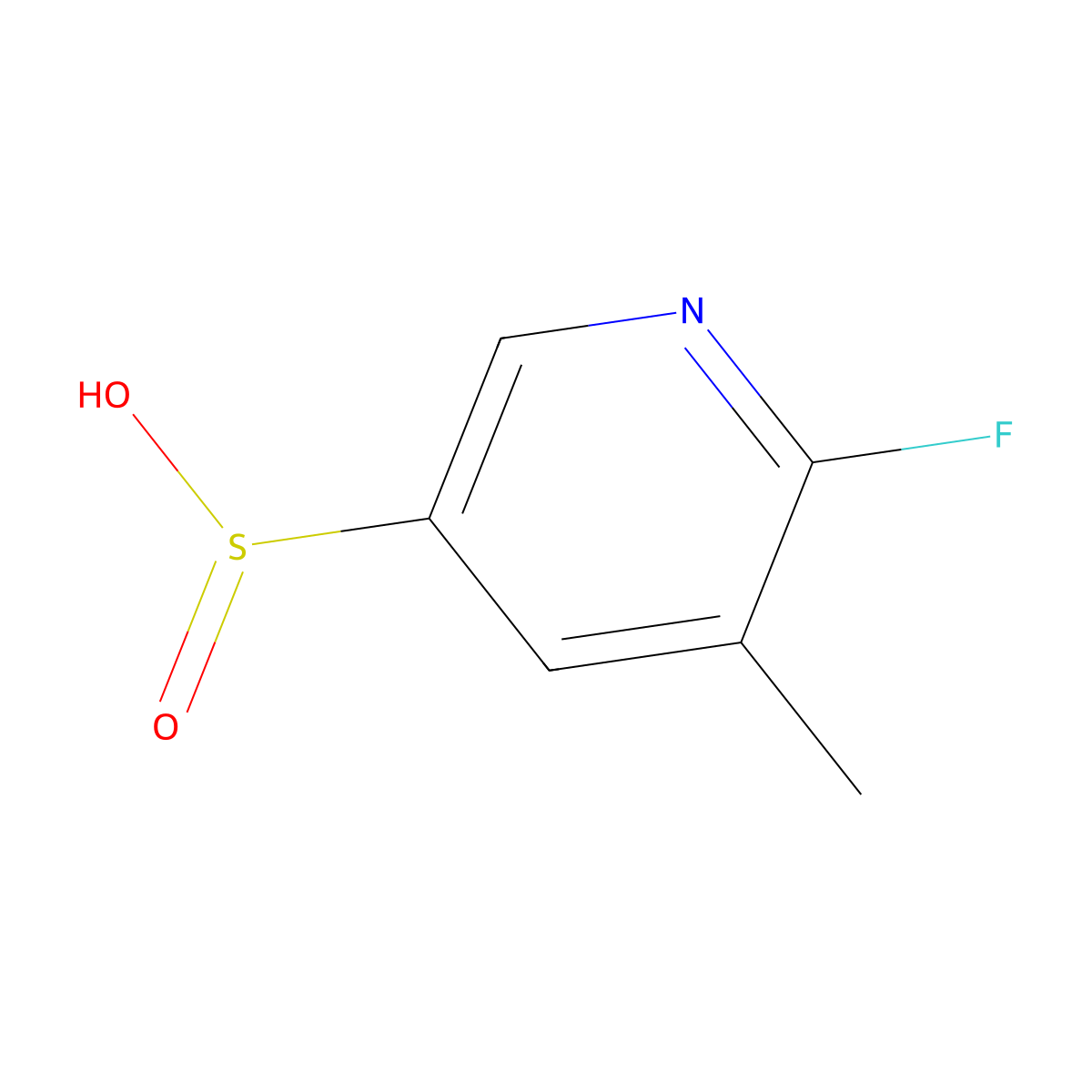 6-Fluoro-5-methylpyridine-3-sulfinic acid molecular structure, CAS 2228365-74-8