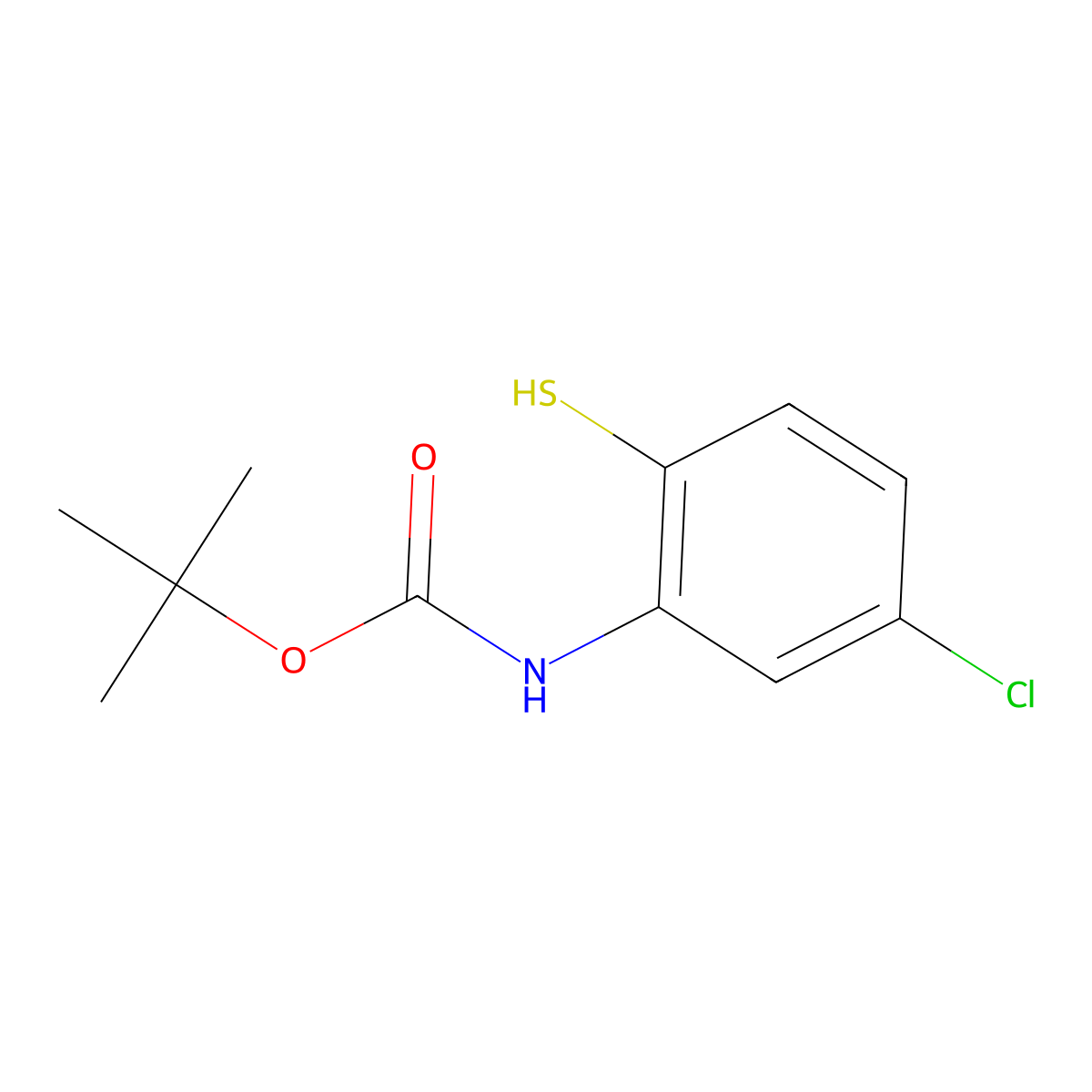 tert-butyl N-(5-chloro-2-sulfanylphenyl)carbamate molecular structure, CAS 2228366-71-8