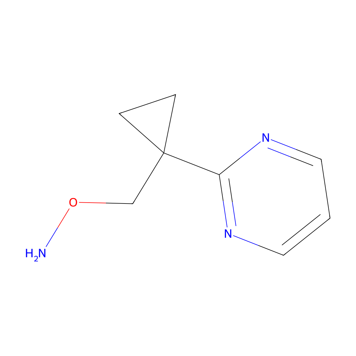 O-((1-(Pyrimidin-2-yl)cyclopropyl)methyl)hydroxylamine molecular structure, CAS 2228368-40-7