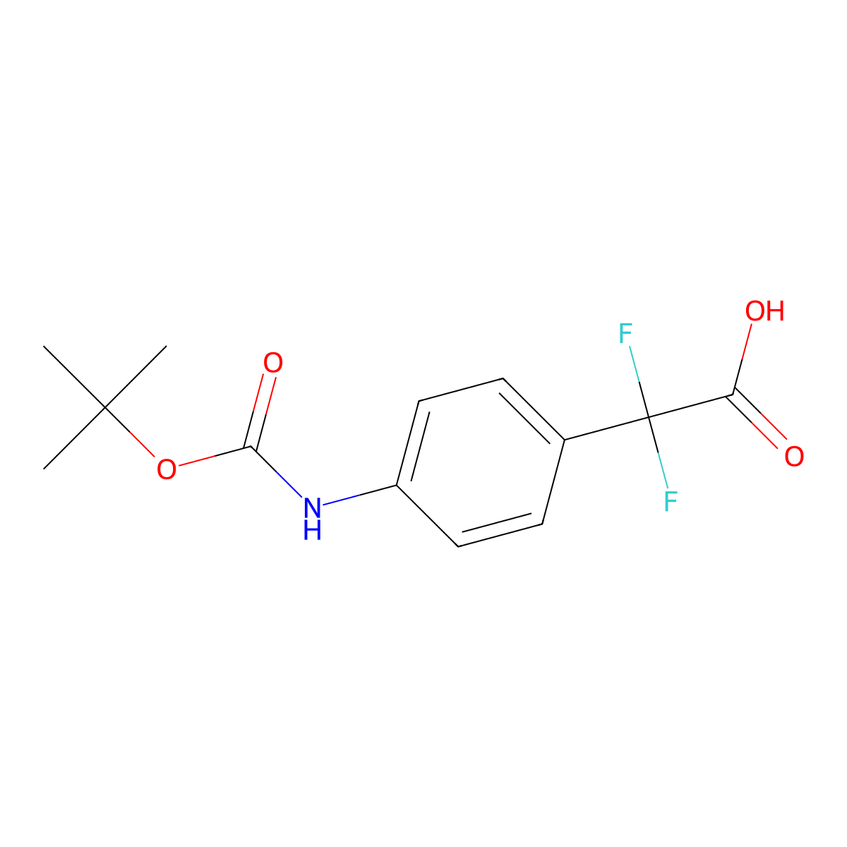 2-(4-((tert-Butoxycarbonyl)amino)phenyl)-2,2-difluoroacetic acid molecular structure, CAS 2228368-99-6