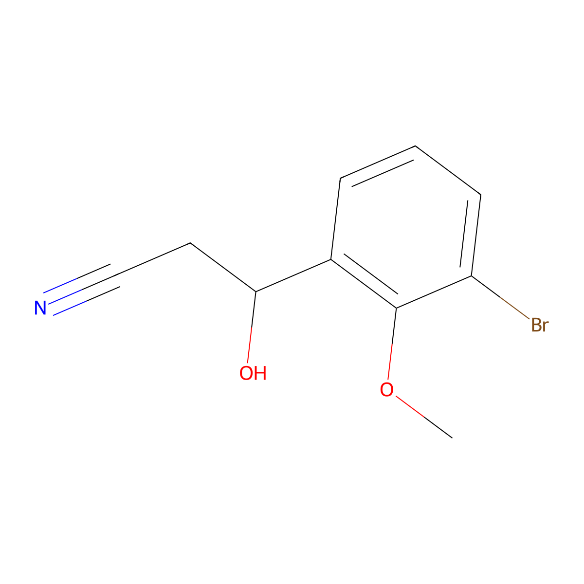 3-(3-Bromo-2-methoxyphenyl)-3-hydroxypropanenitrile molecular structure, CAS 2228370-75-8