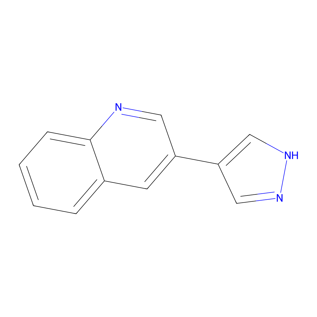 3-(1H-pyrazol-4-yl)quinoline molecular structure, CAS 2228371-43-3