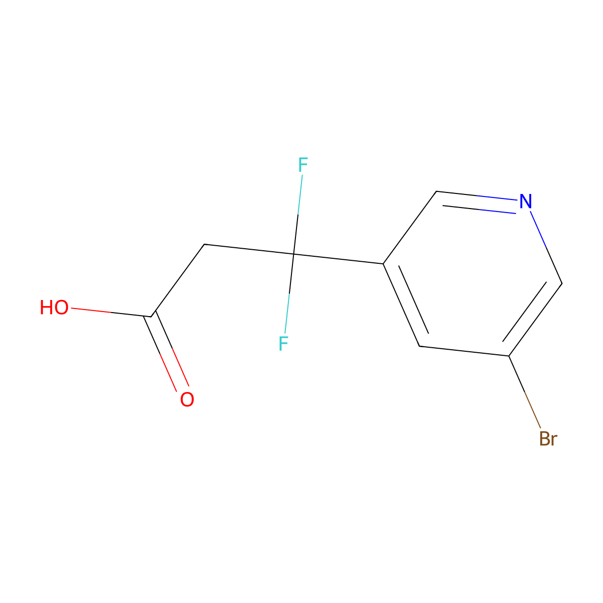 3-(5-Bromopyridin-3-yl)-3,3-difluoropropanoic acid molecular structure, CAS 2228372-45-8