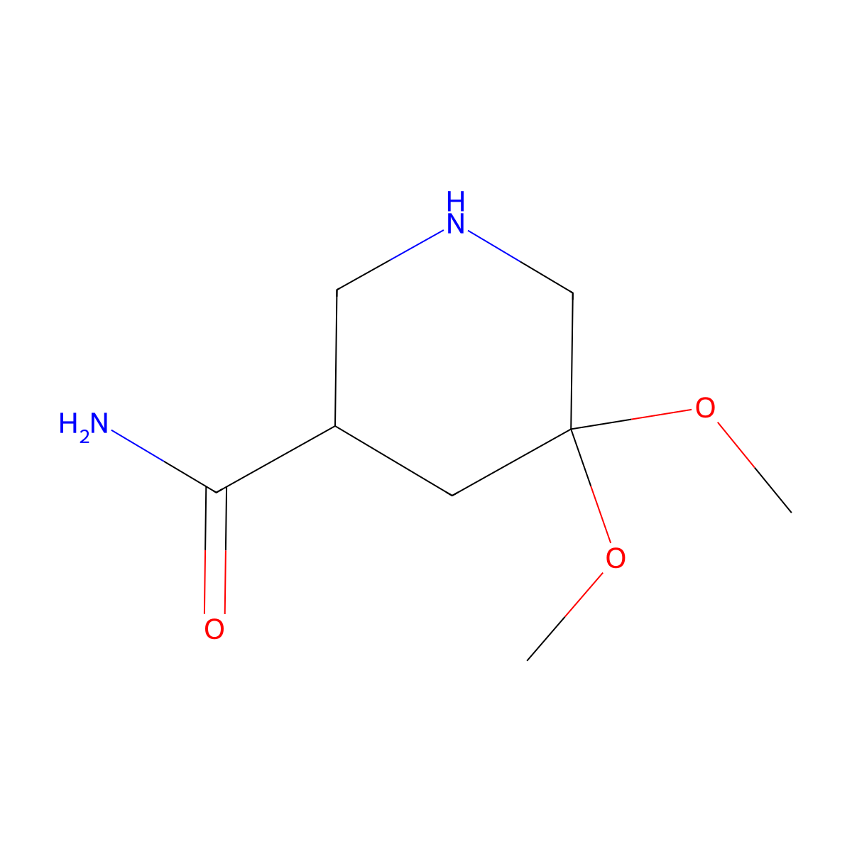 5,5-Dimethoxypiperidine-3-carboxamide molecular structure, CAS 2228373-28-0