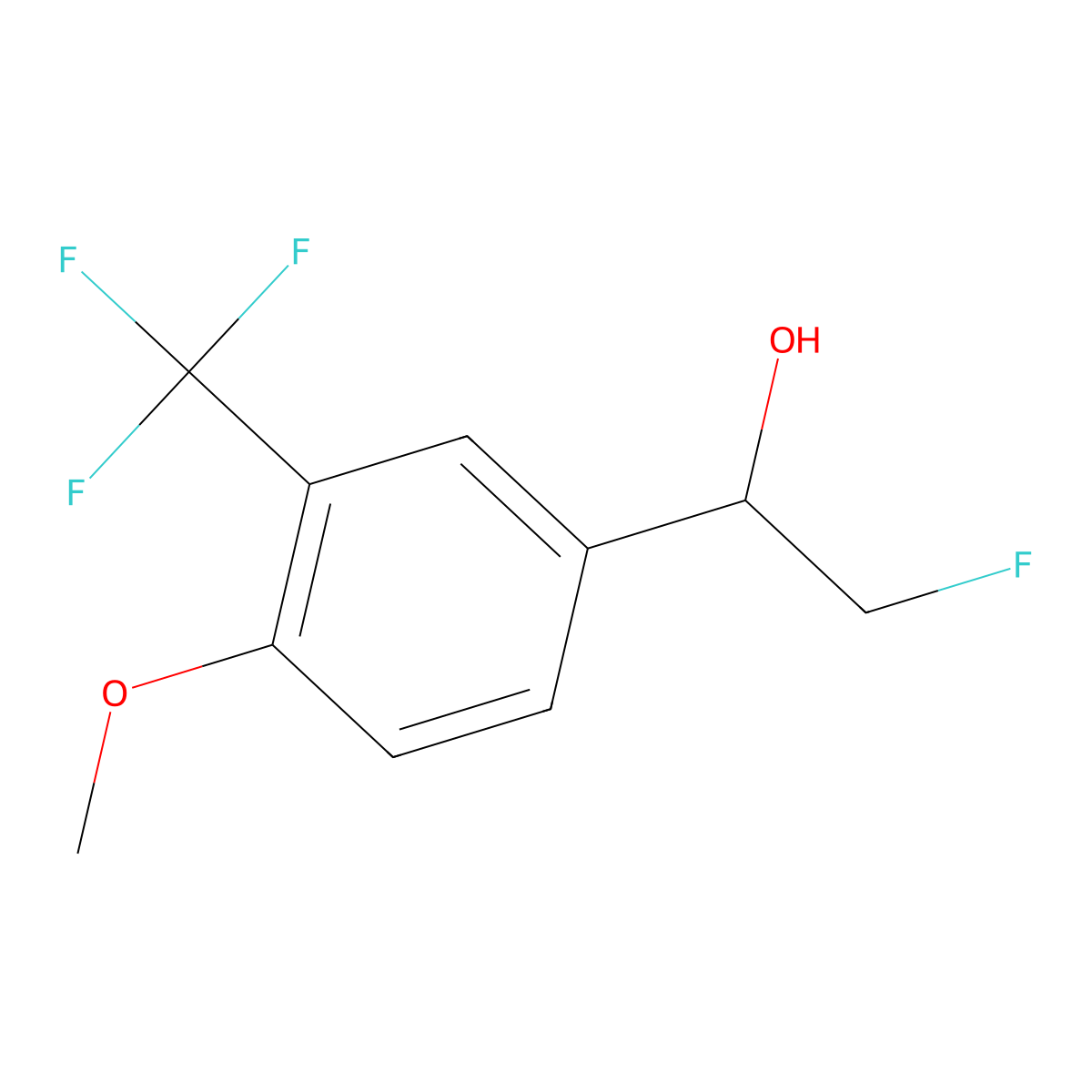 2-Fluoro-1-[4-methoxy-3-(trifluoromethyl)phenyl]ethan-1-ol molecular structure, CAS 2228375-76-4