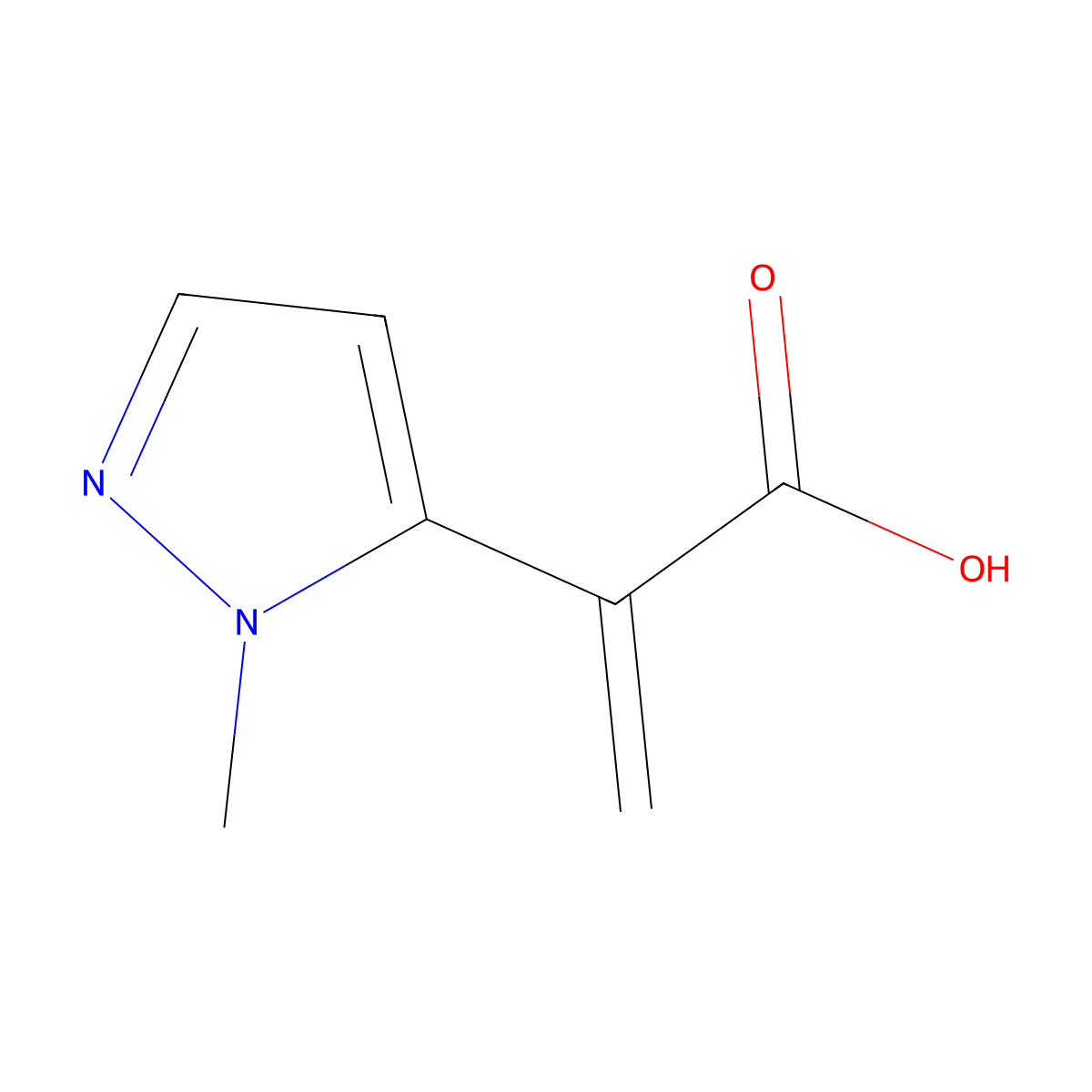 2-(1-Methyl-1H-pyrazol-5-yl)prop-2-enoic acid molecular structure, CAS 2228376-74-5