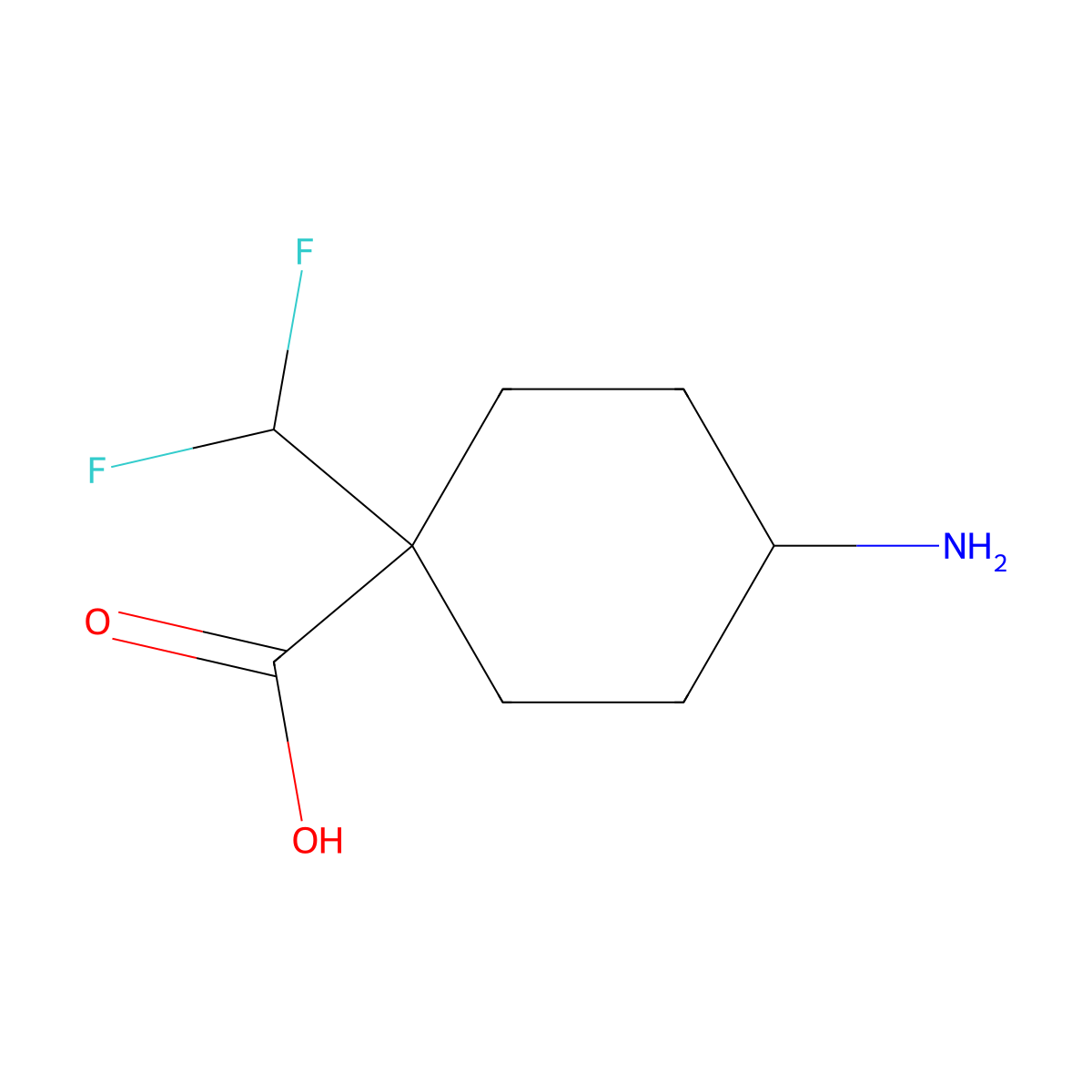4-Amino-1-(difluoromethyl)cyclohexane-1-carboxylic acid molecular structure, CAS 2228378-25-2