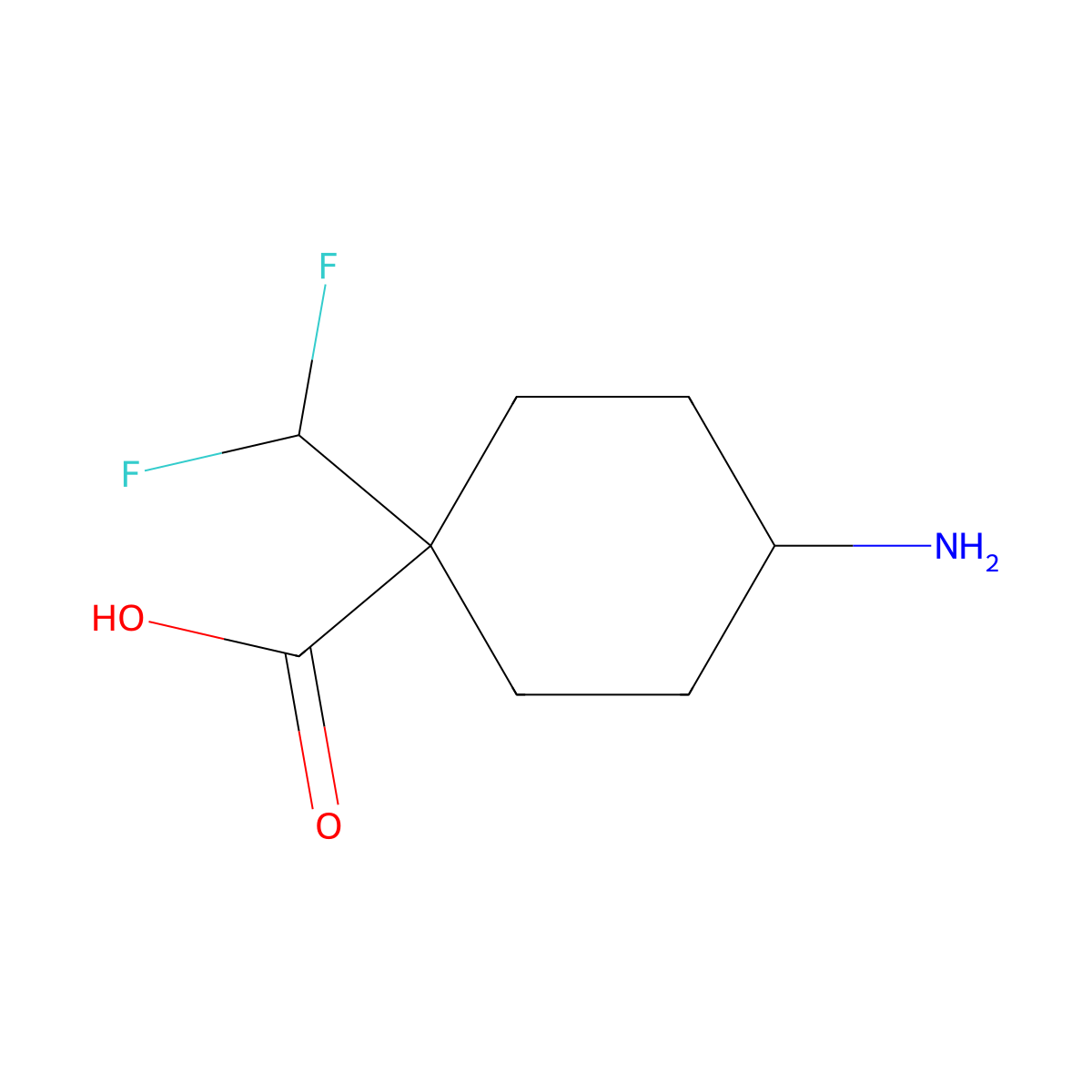 4-Amino-1-(difluoromethyl)cyclohexane-1-carboxylic acid molecular structure, CAS 2228378-25-2