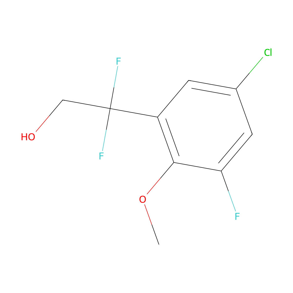 2-(5-Chloro-3-fluoro-2-methoxyphenyl)-2,2-difluoroethan-1-ol molecular structure, CAS 2228378-51-4