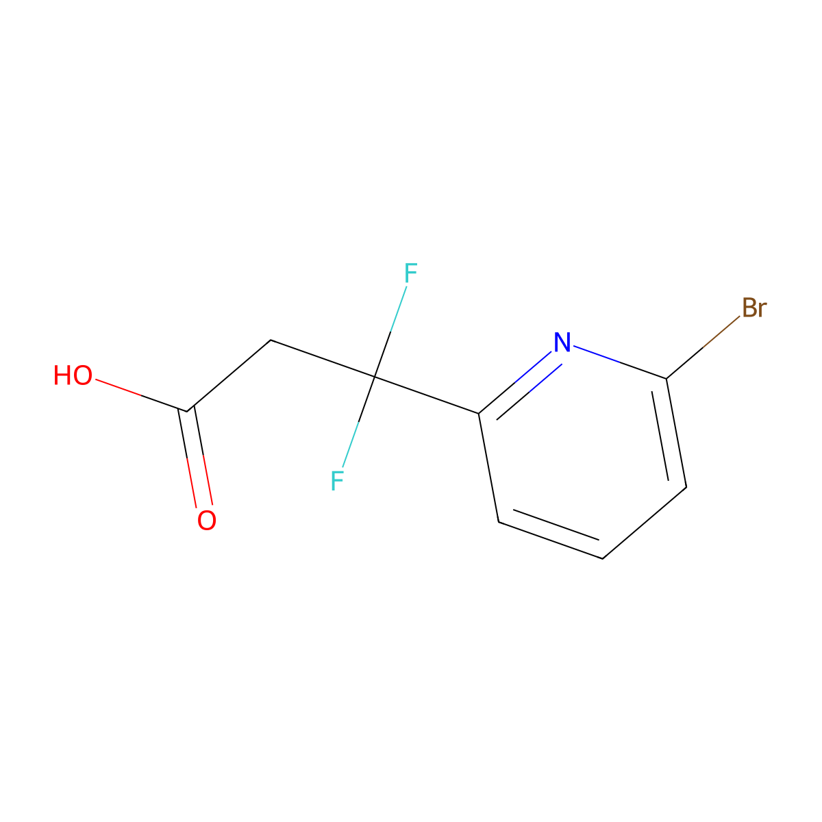 3-(6-Bromopyridin-2-yl)-3,3-difluoropropanoic acid molecular structure, CAS 2228378-58-1