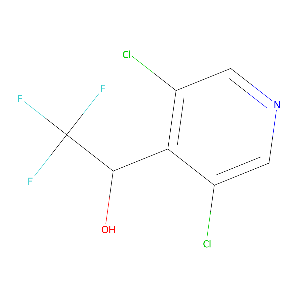 1-(3,5-Dichloropyridin-4-yl)-2,2,2-trifluoroethan-1-ol molecular structure, CAS 2228378-85-4
