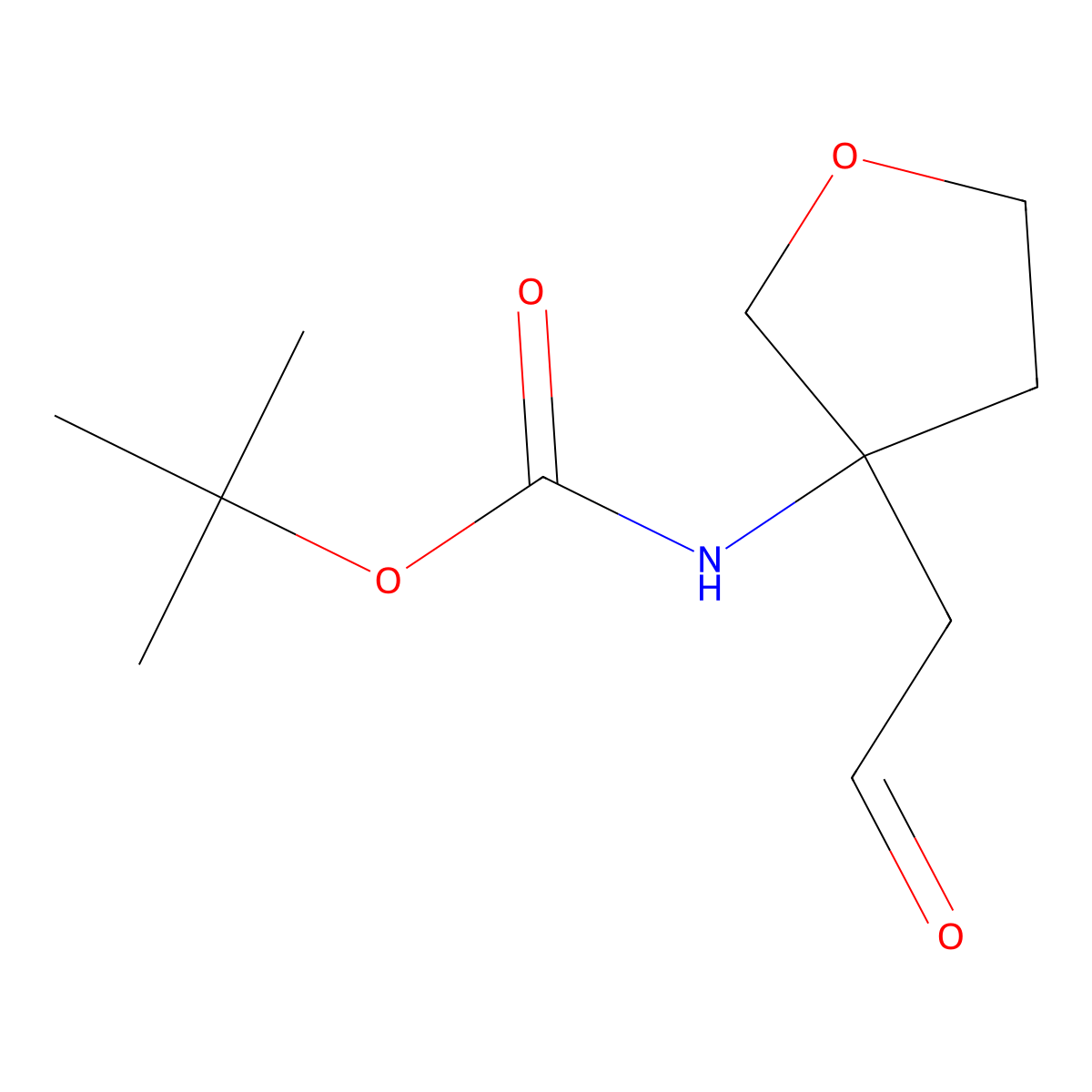 tert-butyl N-(3-(2-oxoethyl)oxolan-3-yl)carbamate molecular structure, CAS 2228378-99-0