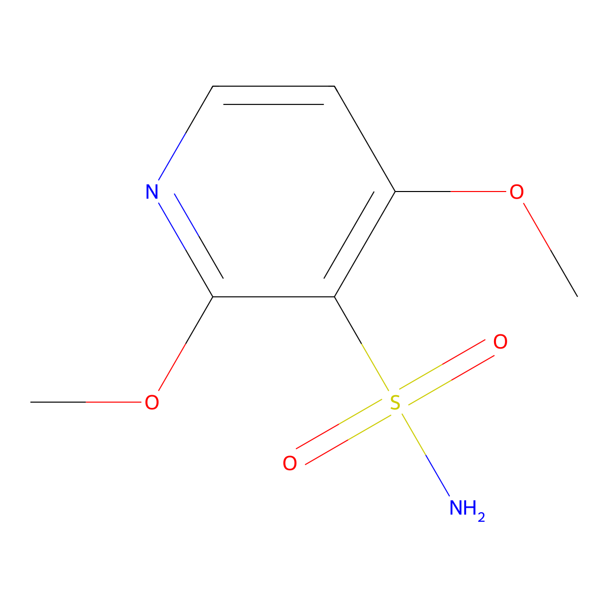 2,4-Dimethoxypyridine-3-sulfonamide molecular structure, CAS 2228381-31-3