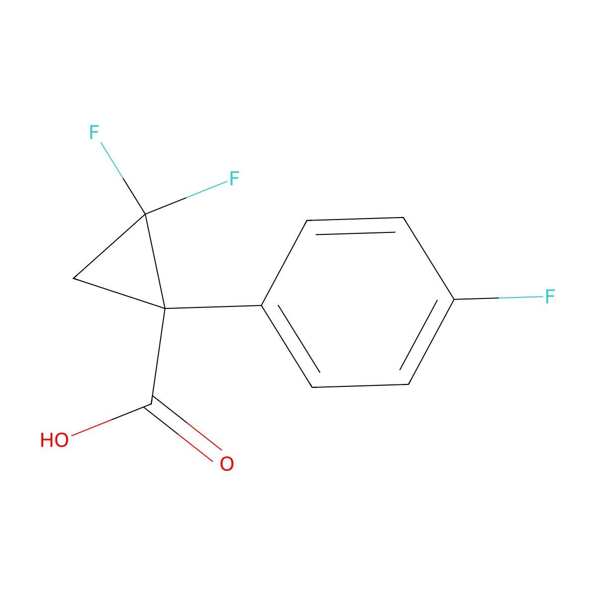 2,2-Difluoro-1-(4-fluorophenyl)cyclopropane-1-carboxylic acid molecular structure, CAS 2228382-27-0