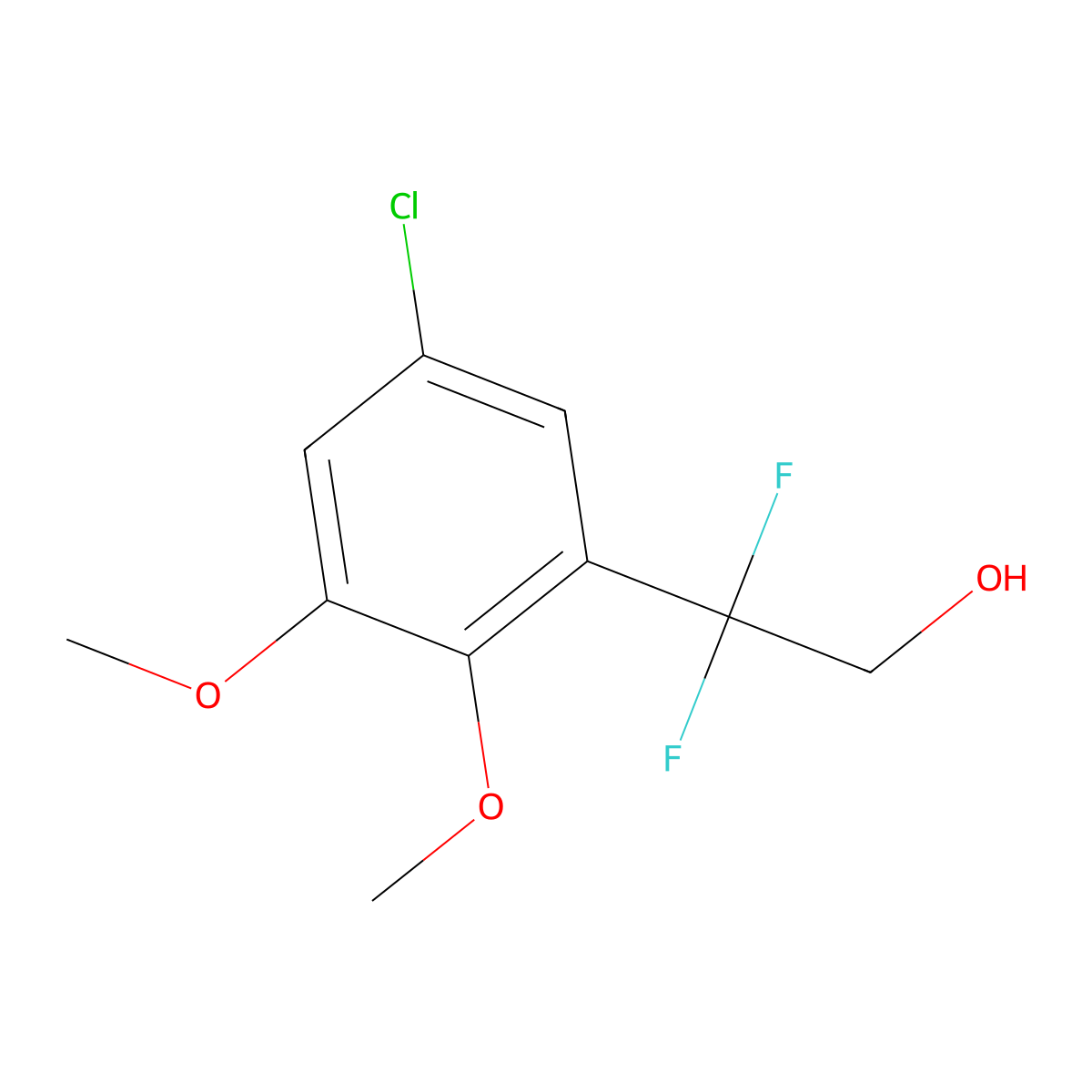 2-(5-Chloro-2,3-dimethoxyphenyl)-2,2-difluoroethan-1-ol molecular structure, CAS 2228384-98-1