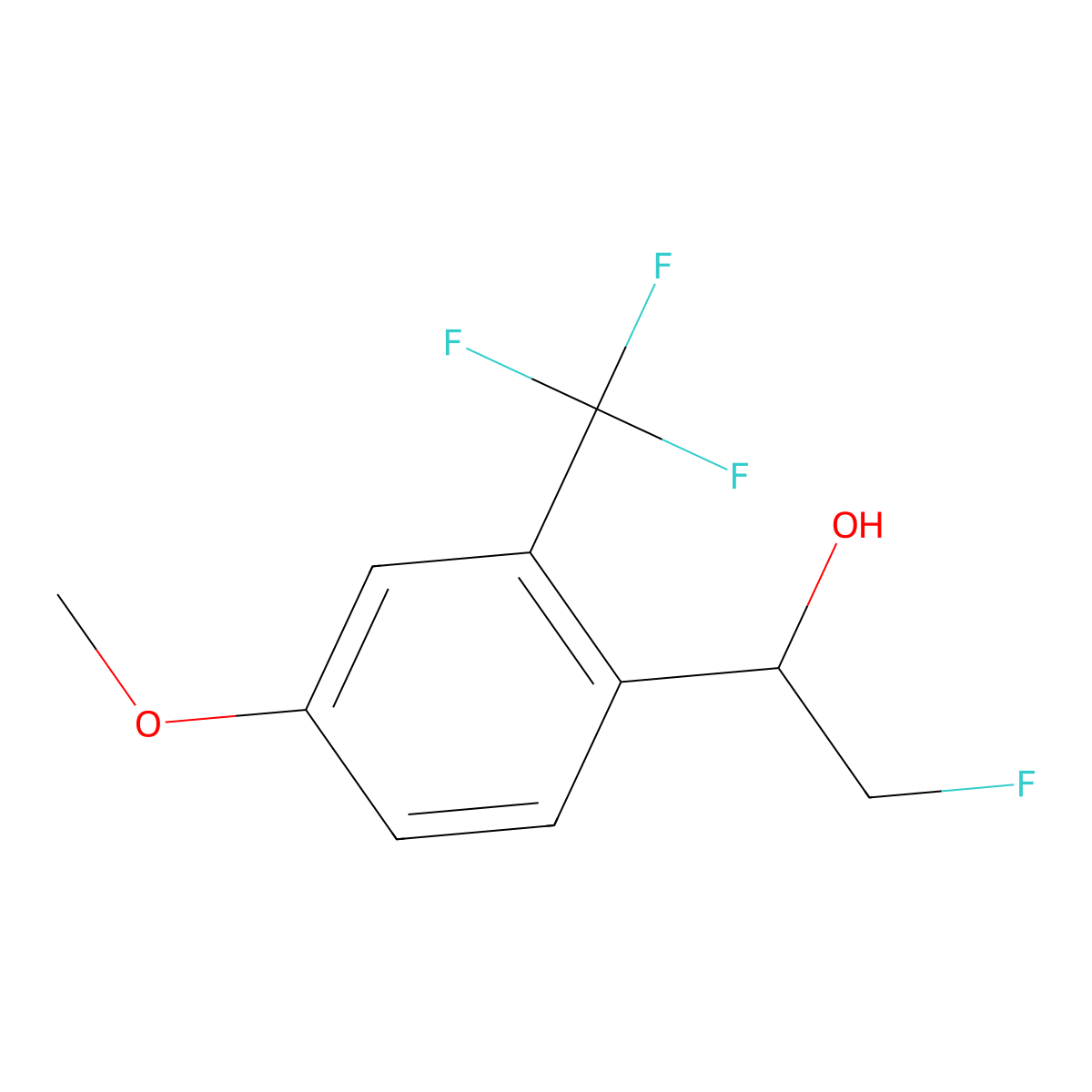 2-Fluoro-1-[4-methoxy-2-(trifluoromethyl)phenyl]ethan-1-ol molecular structure, CAS 2228385-92-8