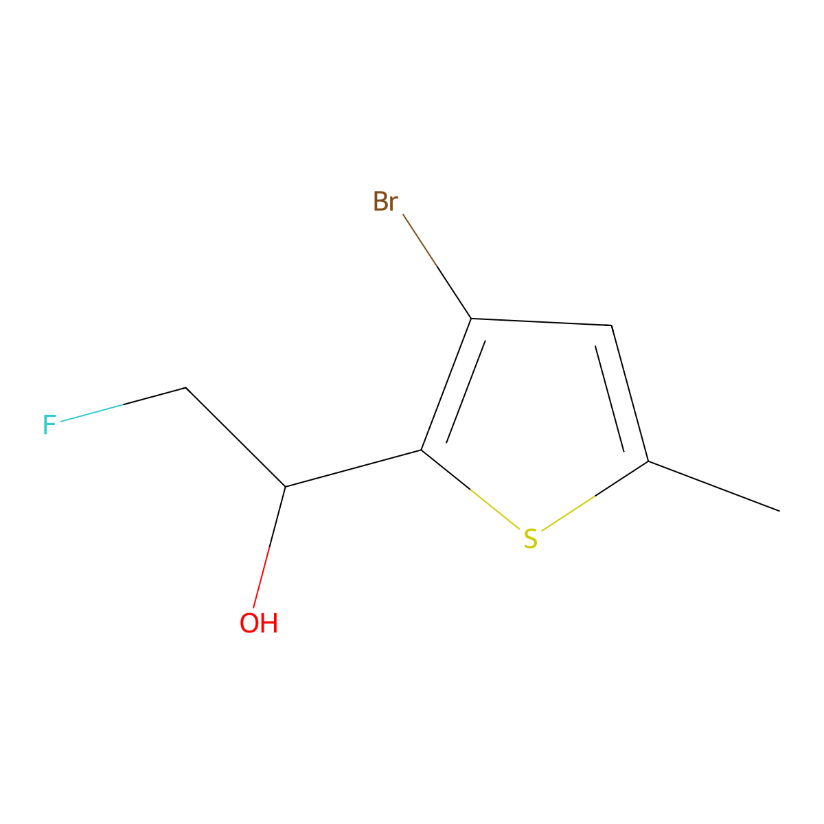 1-(3-Bromo-5-methylthiophen-2-yl)-2-fluoroethan-1-ol molecular structure, CAS 2228386-54-5