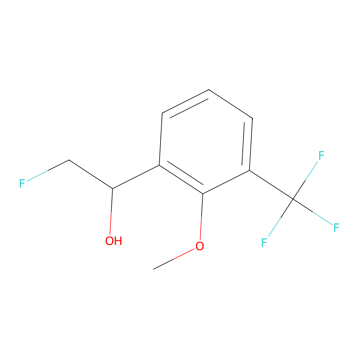 2-Fluoro-1-[2-methoxy-3-(trifluoromethyl)phenyl]ethan-1-ol molecular structure, CAS 2228388-43-8