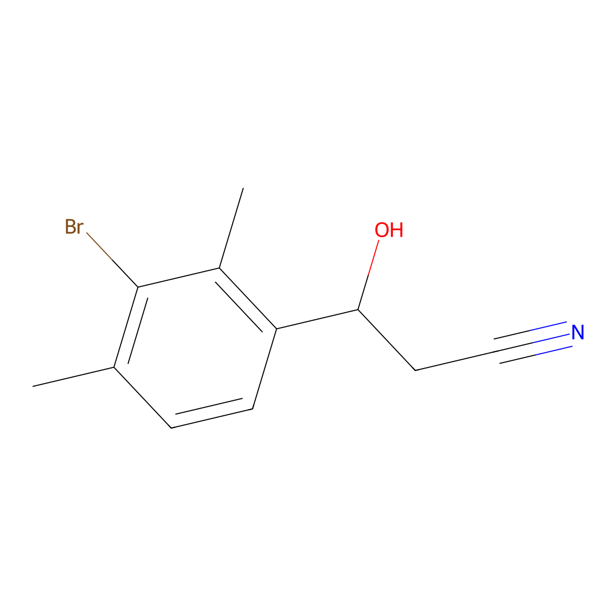 3-(3-Bromo-2,4-dimethylphenyl)-3-hydroxypropanenitrile molecular structure, CAS 2228390-37-0