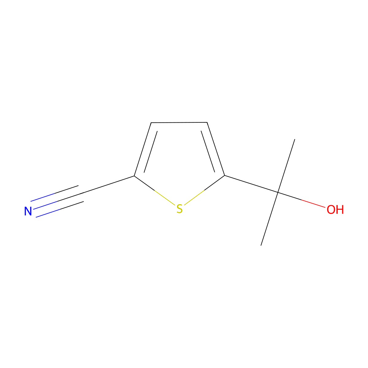 5-(2-Hydroxypropan-2-yl)thiophene-2-carbonitrile molecular structure, CAS 2228390-53-0