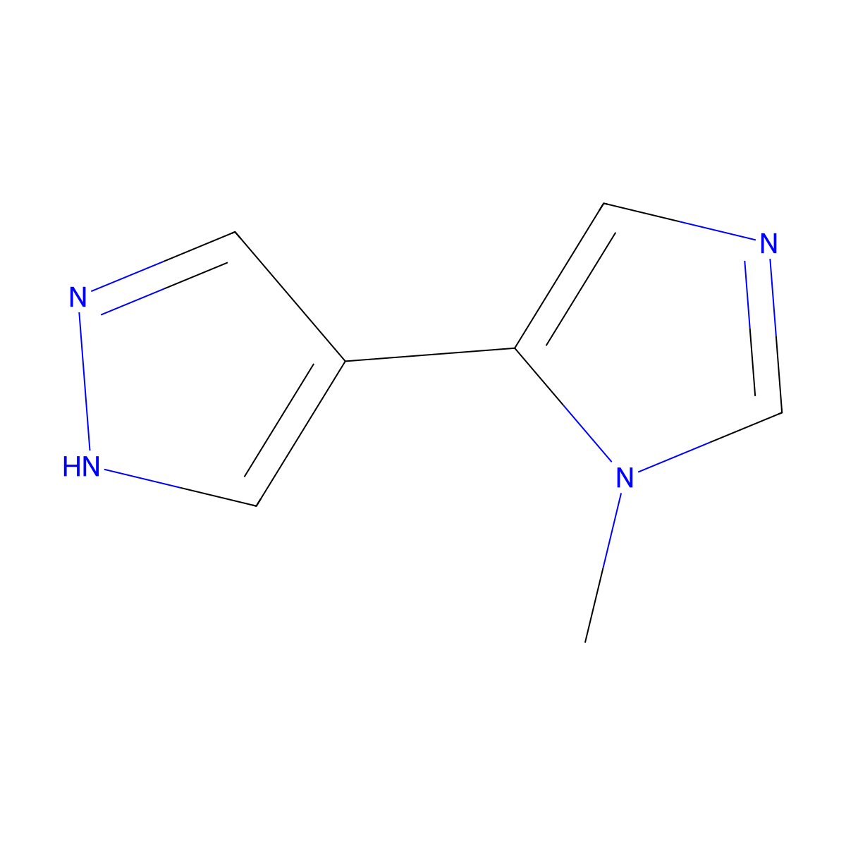 1-methyl-5-(1H-pyrazol-4-yl)-1H-imidazole molecular structure, CAS 2228391-31-7