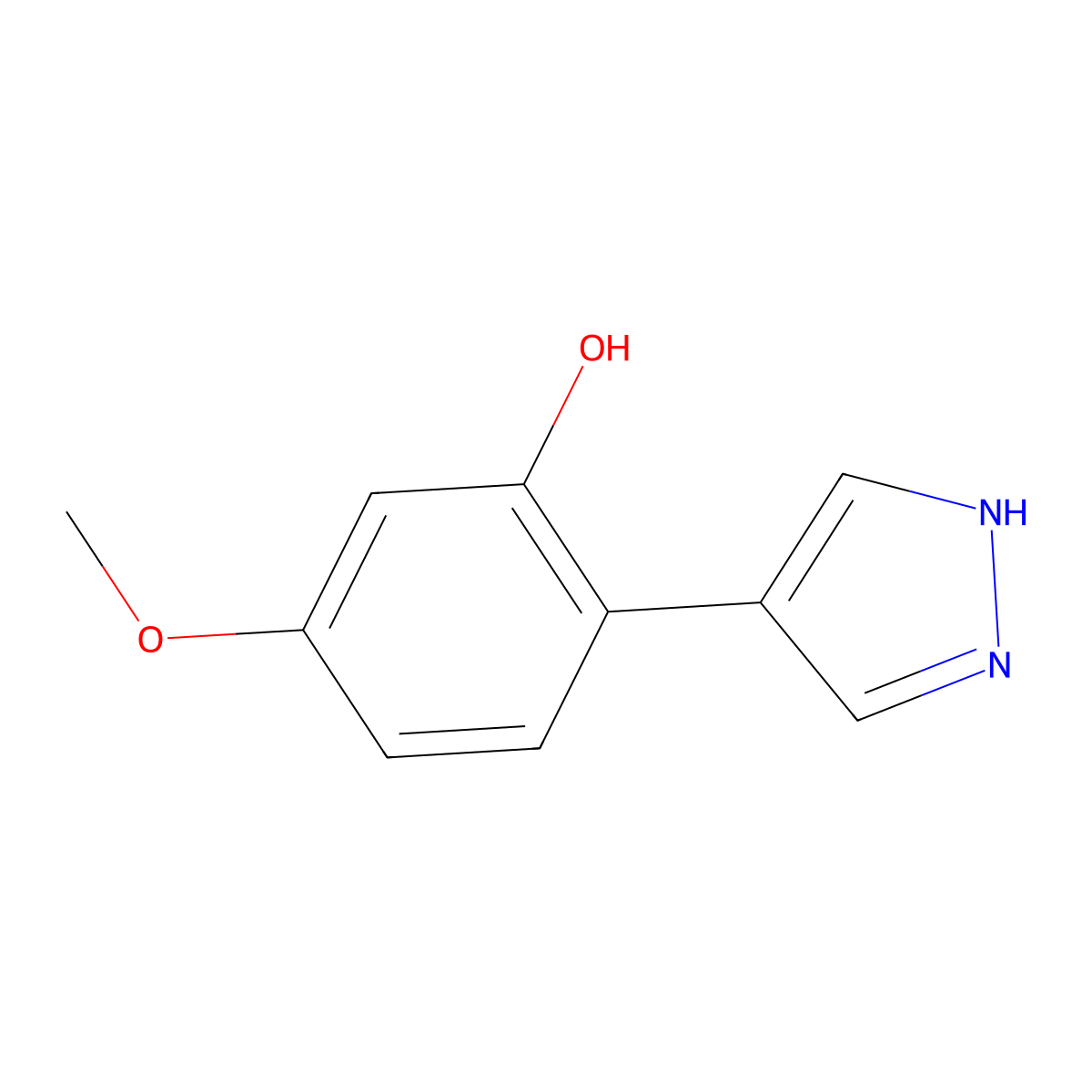 5-methoxy-2-(1H-pyrazol-4-yl)phenol molecular structure, CAS 2228393-54-0