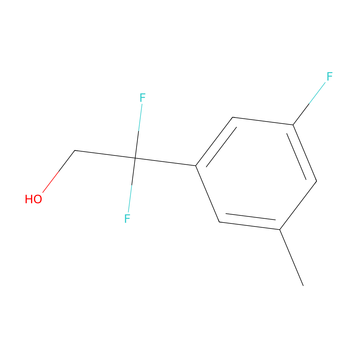 2,2-Difluoro-2-(3-fluoro-5-methylphenyl)ethan-1-ol molecular structure, CAS 2228393-71-1