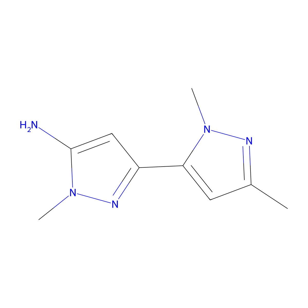 3-(1,3-dimethyl-1H-pyrazol-5-yl)-1-methyl-1H-pyrazol-5-amine molecular structure, CAS 2228394-97-4